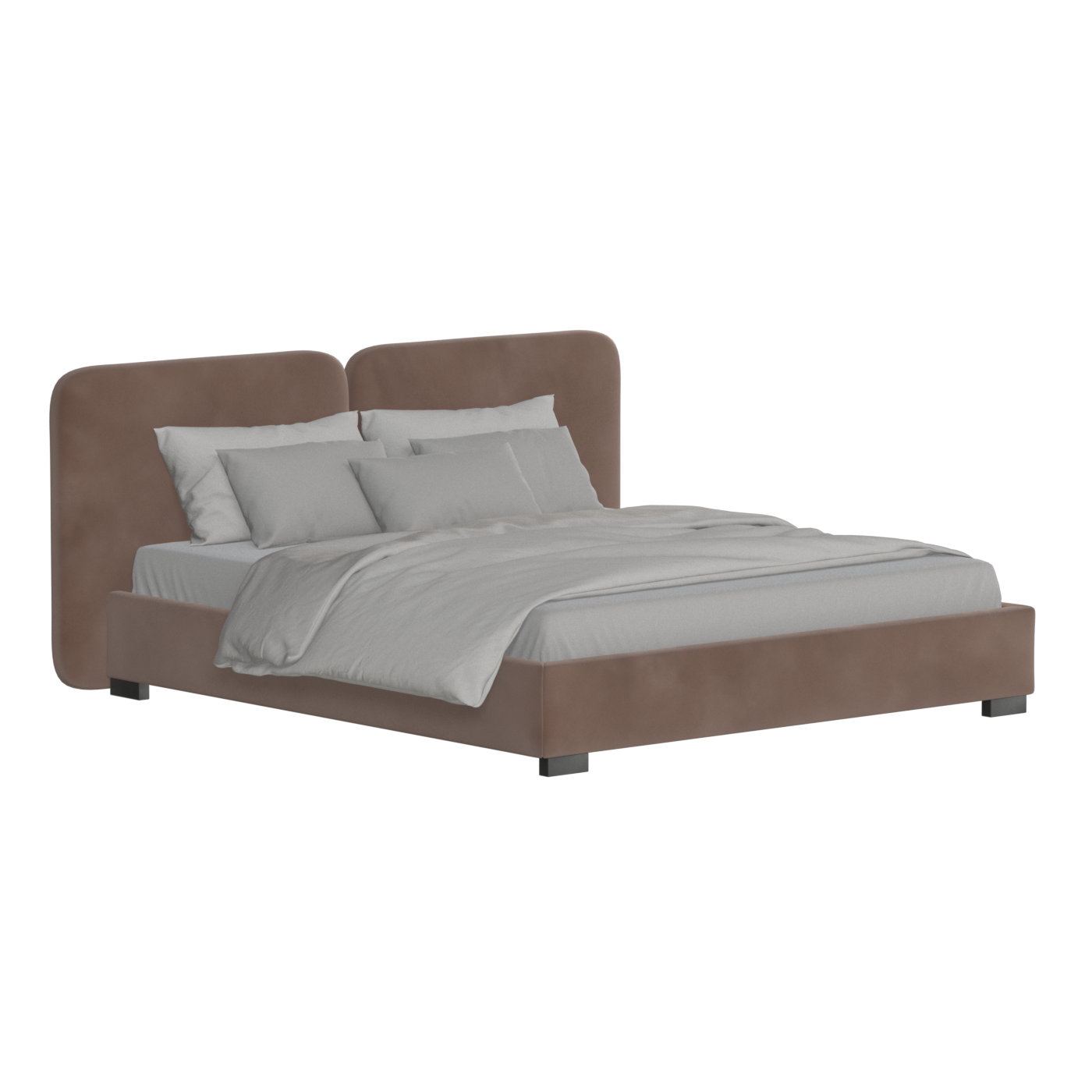 Lit double rembourré Chloé en tissu tissé doux