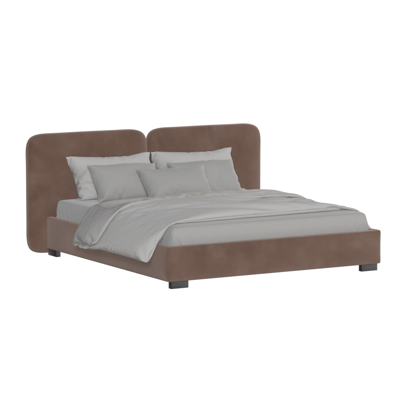 Lit double rembourré Chloé en tissu tissé doux