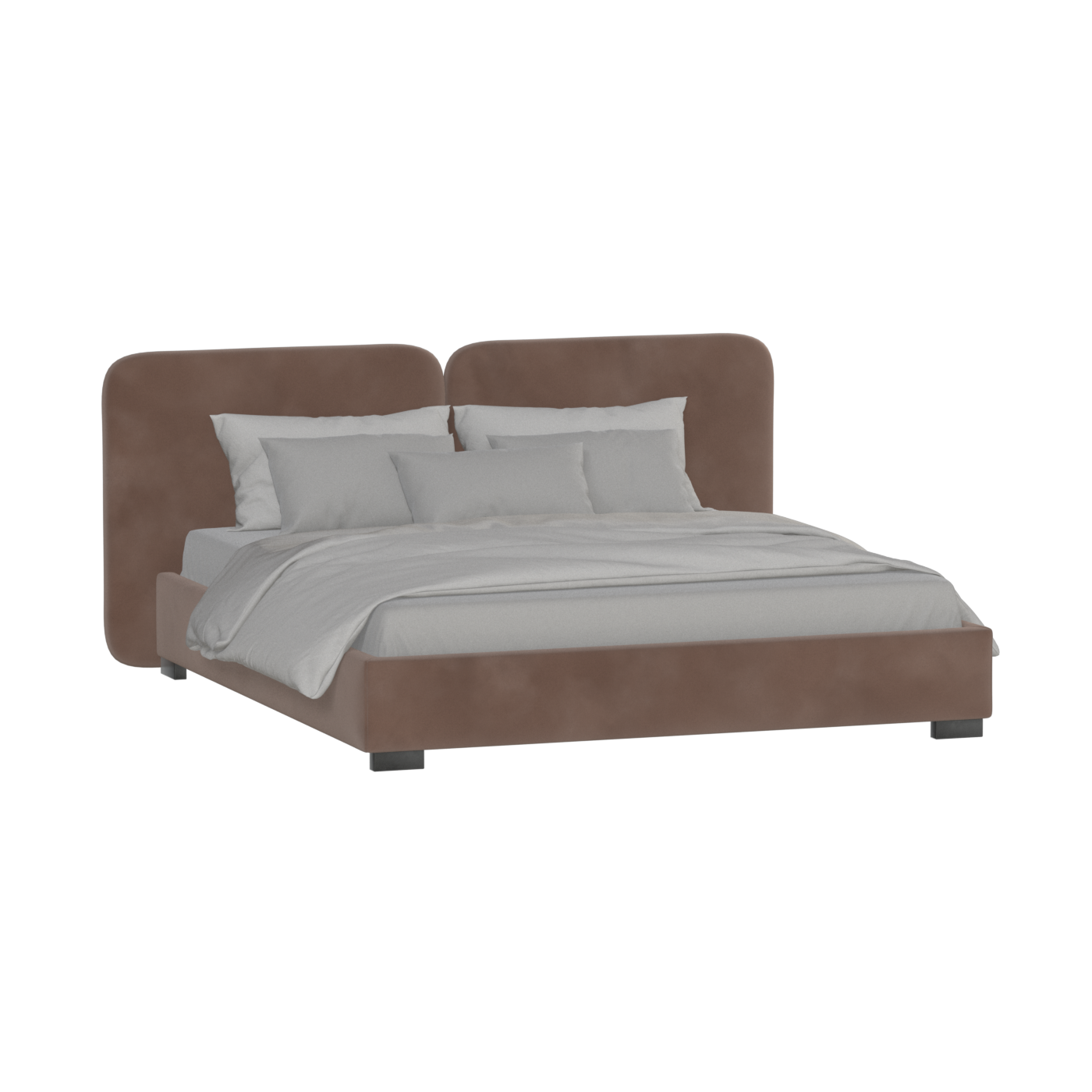 Lit double rembourré Chloé en tissu tissé doux