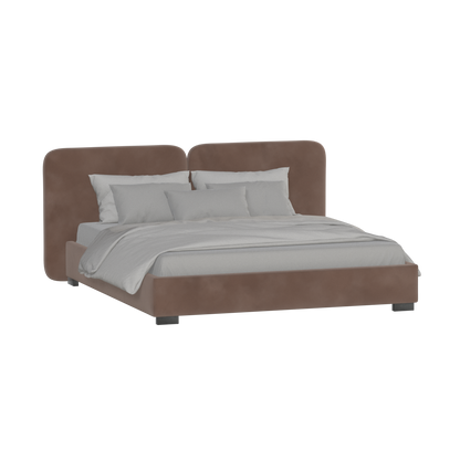 Lit double rembourré Chloé en tissu tissé doux
