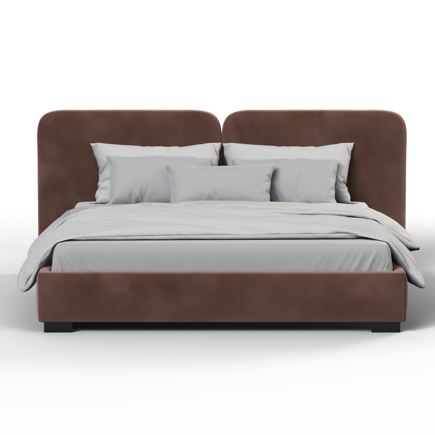 Lit double rembourré Chloé en tissu tissé doux