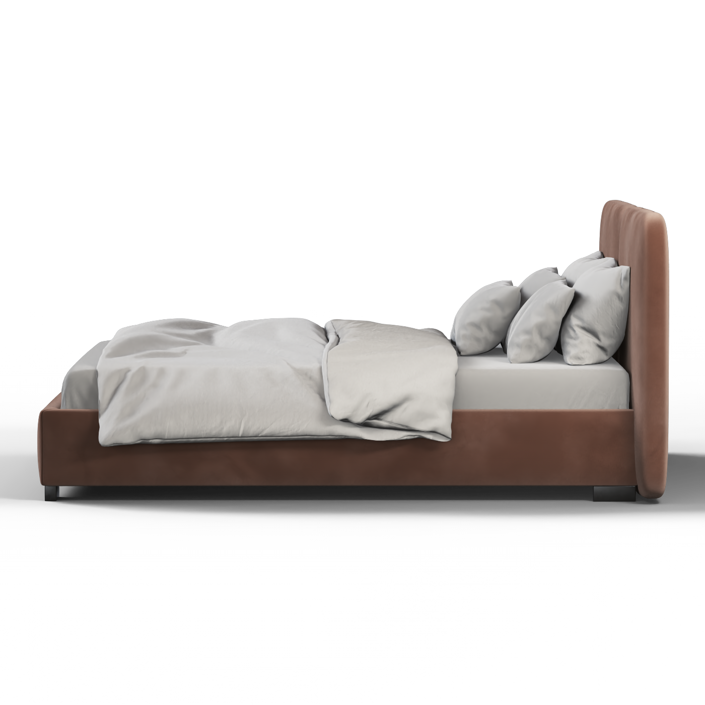 Lit double rembourré Chloé en tissu tissé doux