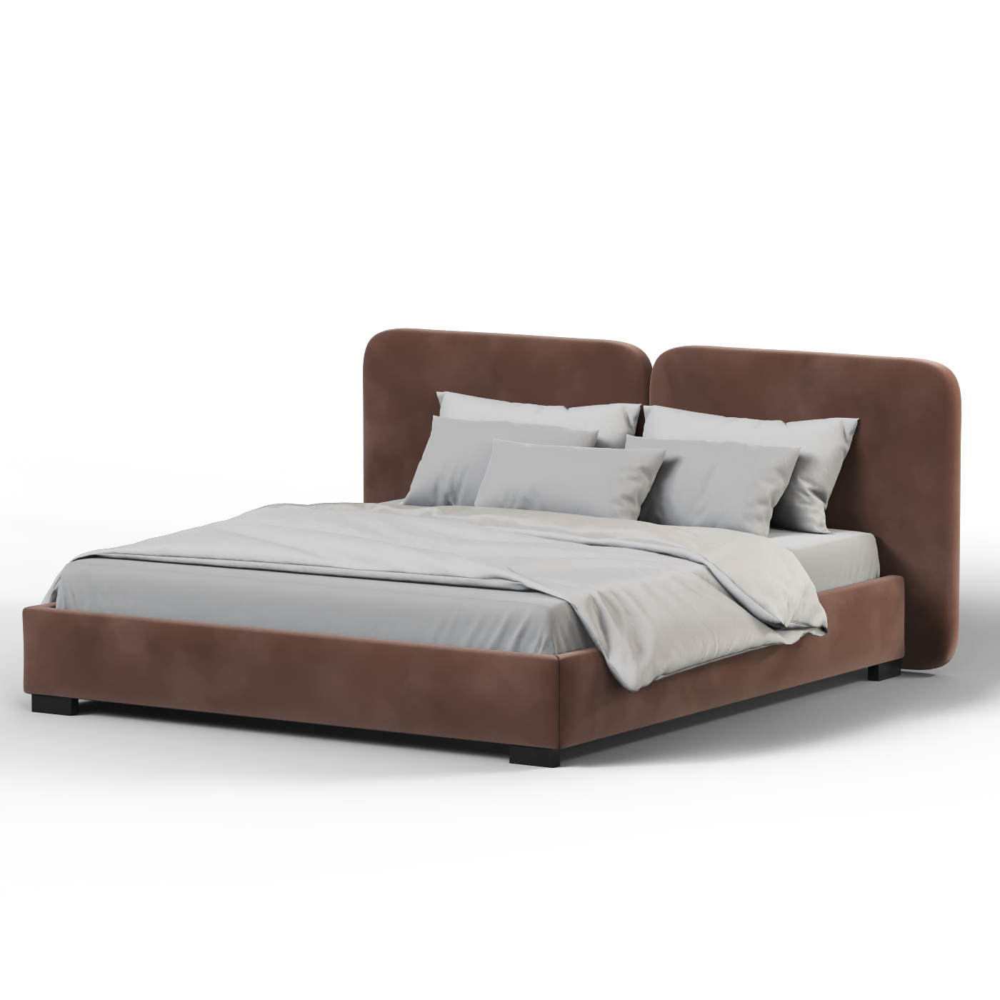 Lit double rembourré Chloé en tissu tissé doux