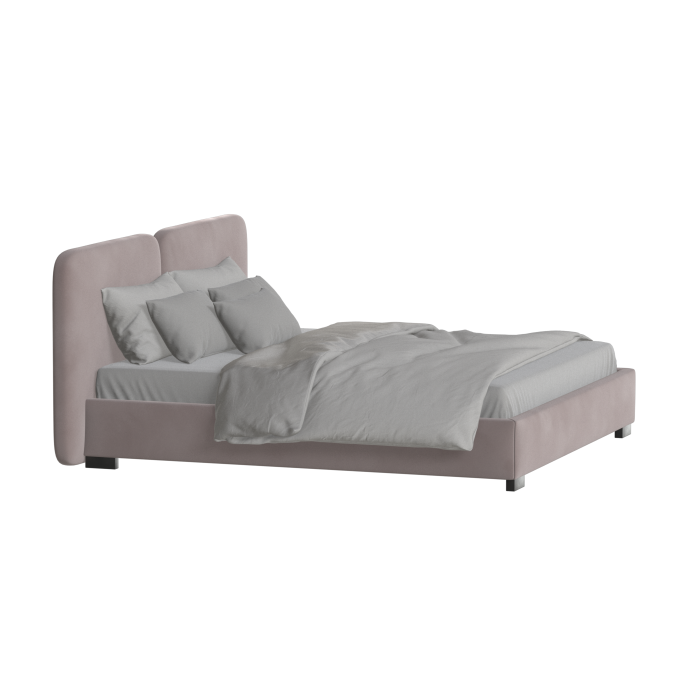 Chloe Upholstered Double Bed in Soft Woven Fabric
