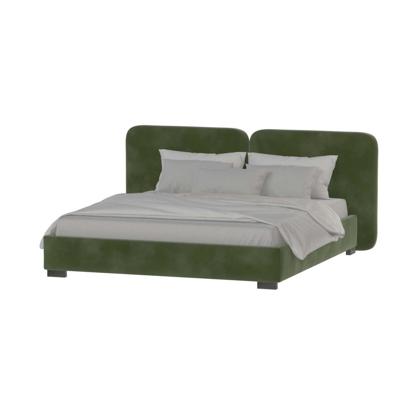 Lit double rembourré Chloé en tissu tissé doux