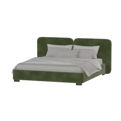 Lit double rembourré Chloé en tissu tissé doux