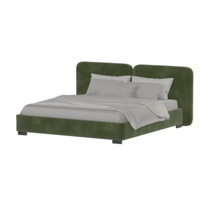 Lit double rembourré Chloé en tissu tissé doux