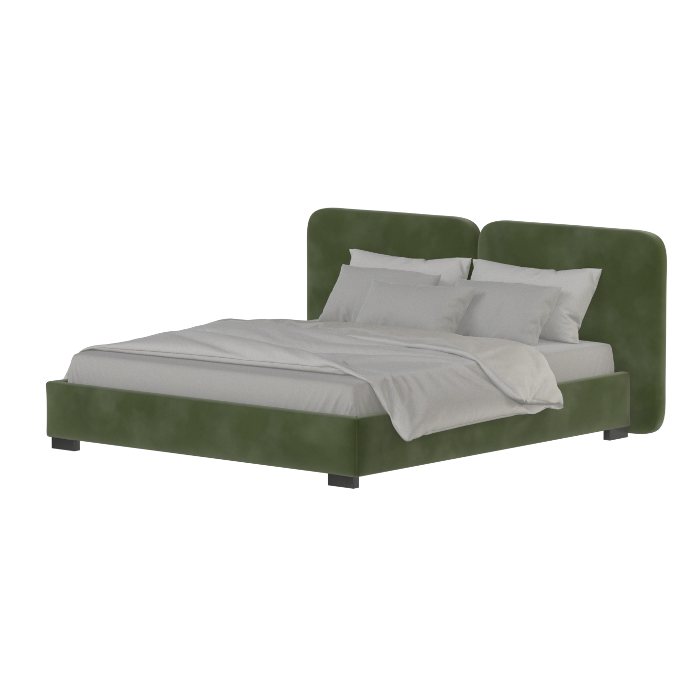 Lit double rembourré Chloé en tissu tissé doux