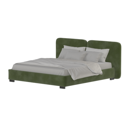 Lit double rembourré Chloé en tissu tissé doux