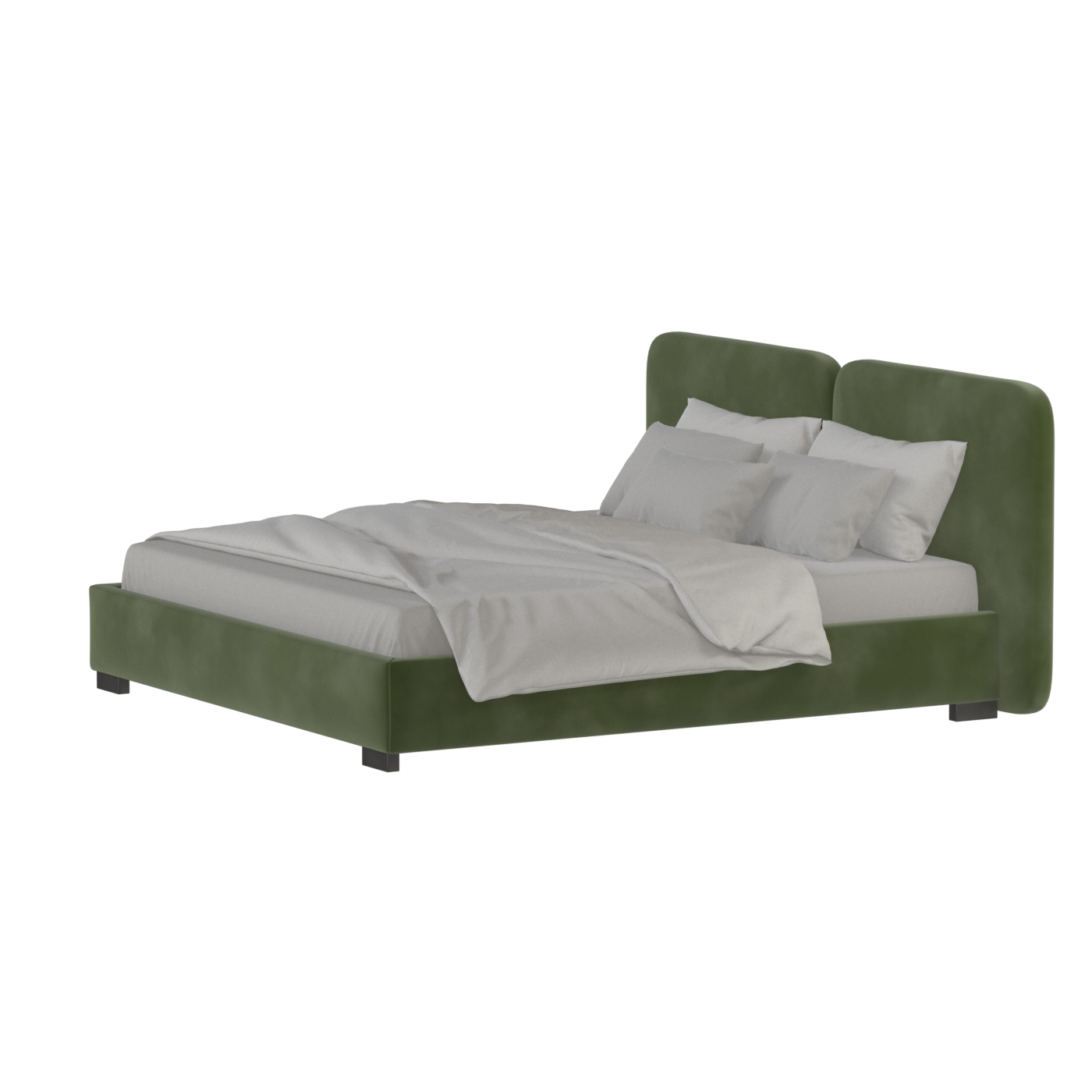 Lit double rembourré Chloé en tissu tissé doux