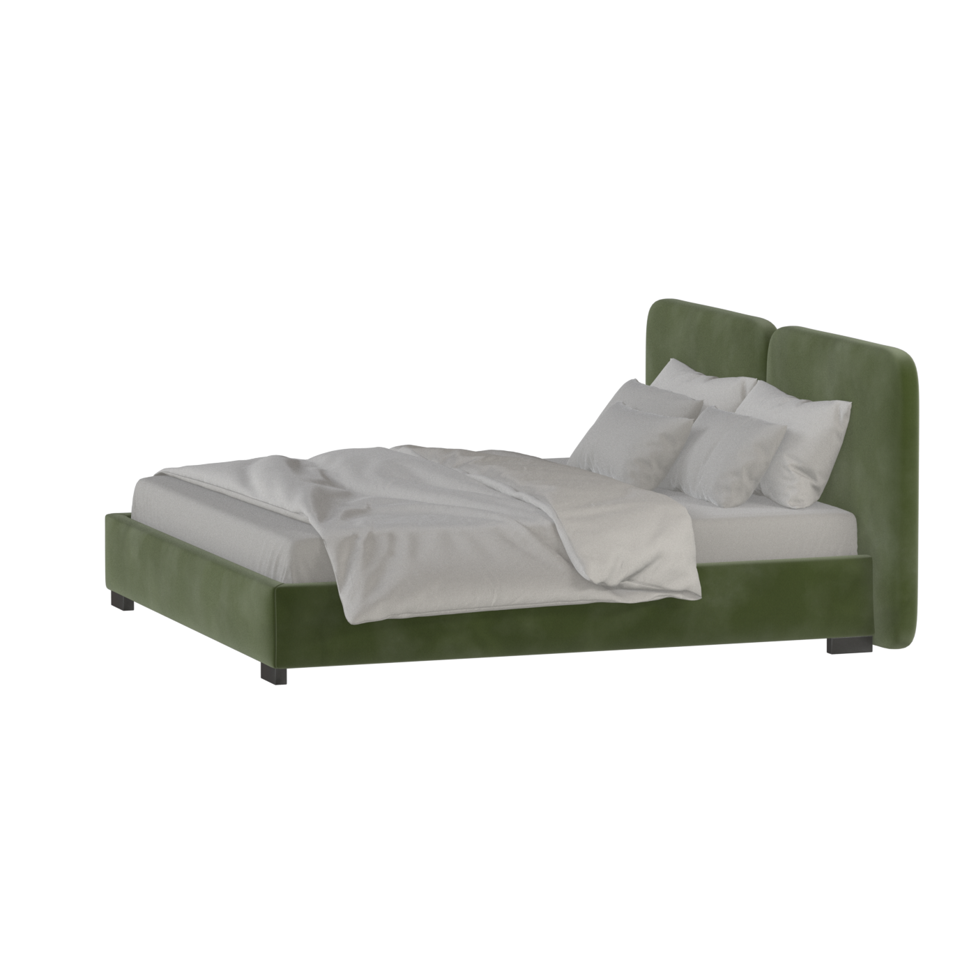 Lit double rembourré Chloé en tissu tissé doux