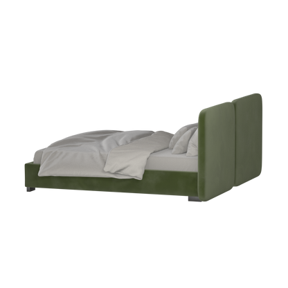 Lit double rembourré Chloé en tissu tissé doux
