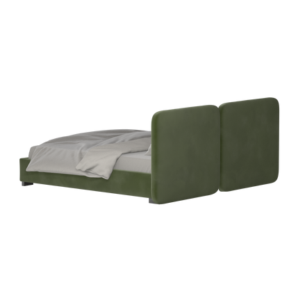 Lit double rembourré Chloé en tissu tissé doux