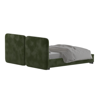 Lit double rembourré Chloé en tissu tissé doux