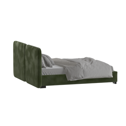 Lit double rembourré Chloé en tissu tissé doux