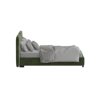 Lit double rembourré Chloé en tissu tissé doux
