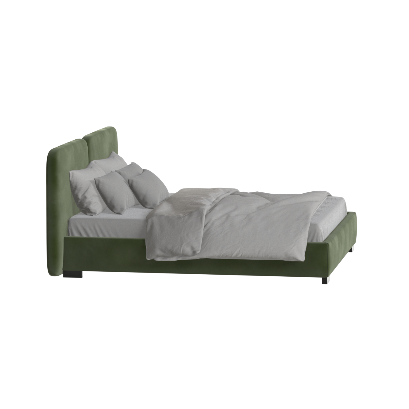 Lit double rembourré Chloé en tissu tissé doux