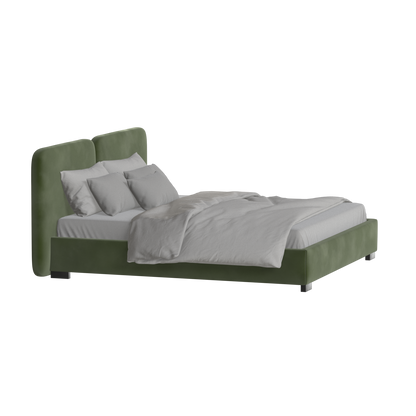 Lit double rembourré Chloé en tissu tissé doux