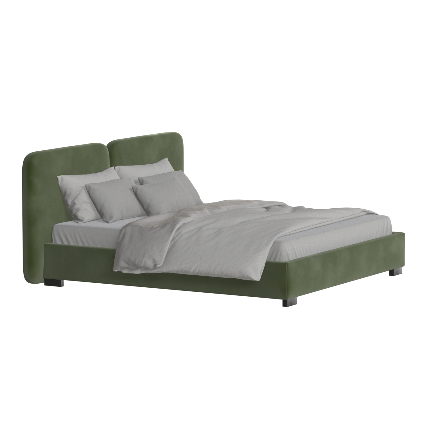 Lit double rembourré Chloé en tissu tissé doux