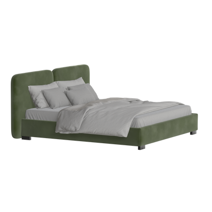 Lit double rembourré Chloé en tissu tissé doux