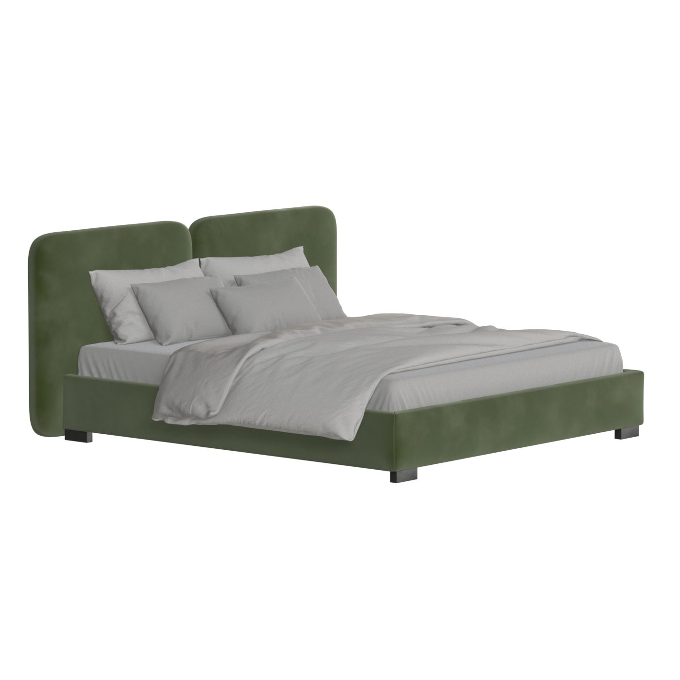Lit double rembourré Chloé en tissu tissé doux