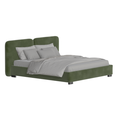 Lit double rembourré Chloé en tissu tissé doux