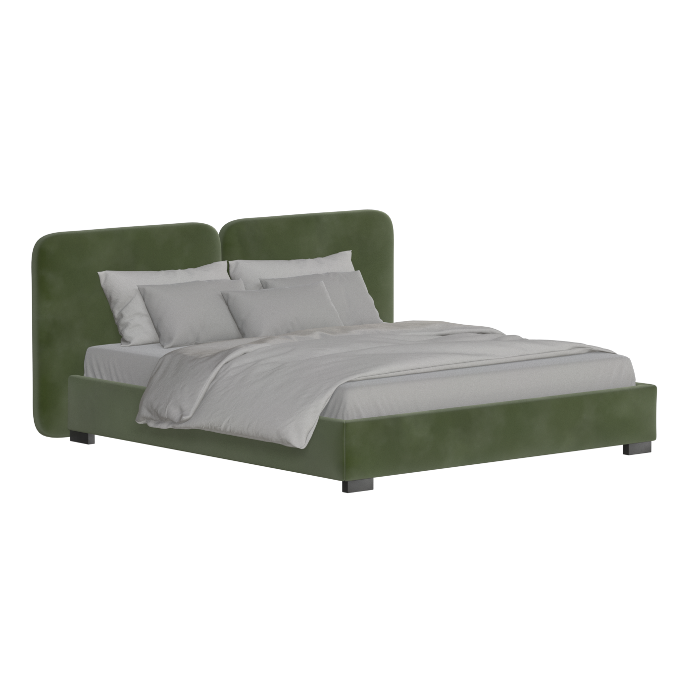 Lit double rembourré Chloé en tissu tissé doux