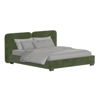 Lit double rembourré Chloé en tissu tissé doux