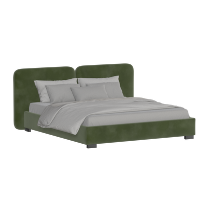 Lit double rembourré Chloé en tissu tissé doux