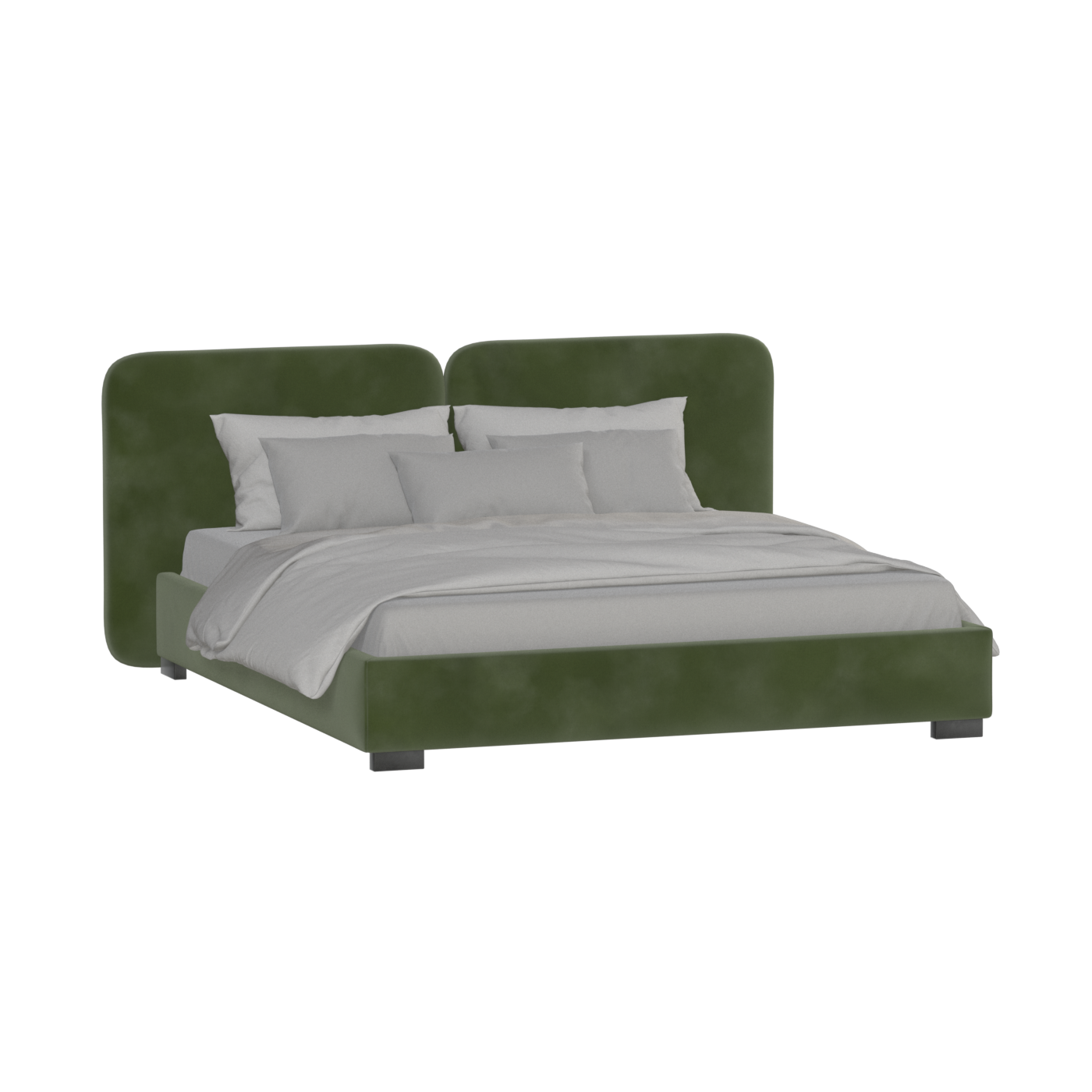 Lit double rembourré Chloé en tissu tissé doux