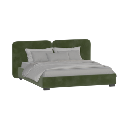 Lit double rembourré Chloé en tissu tissé doux
