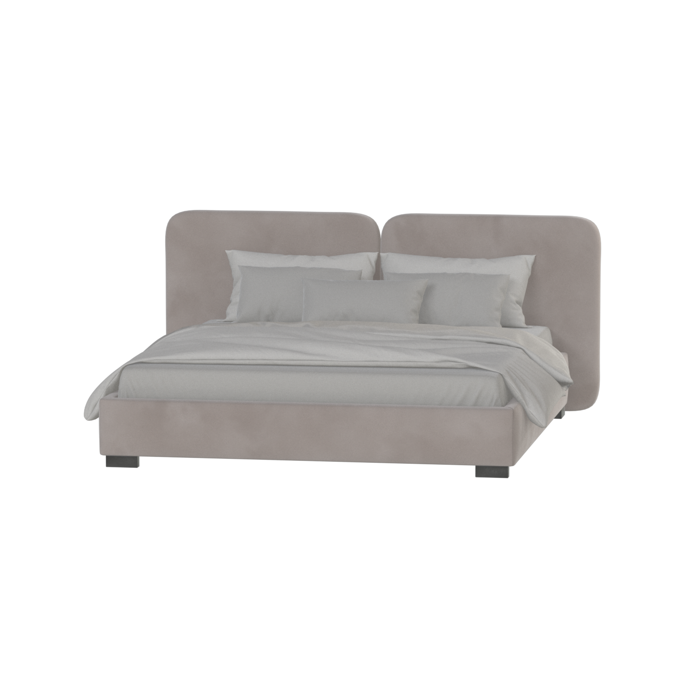 Lit double rembourré Chloé en tissu tissé doux