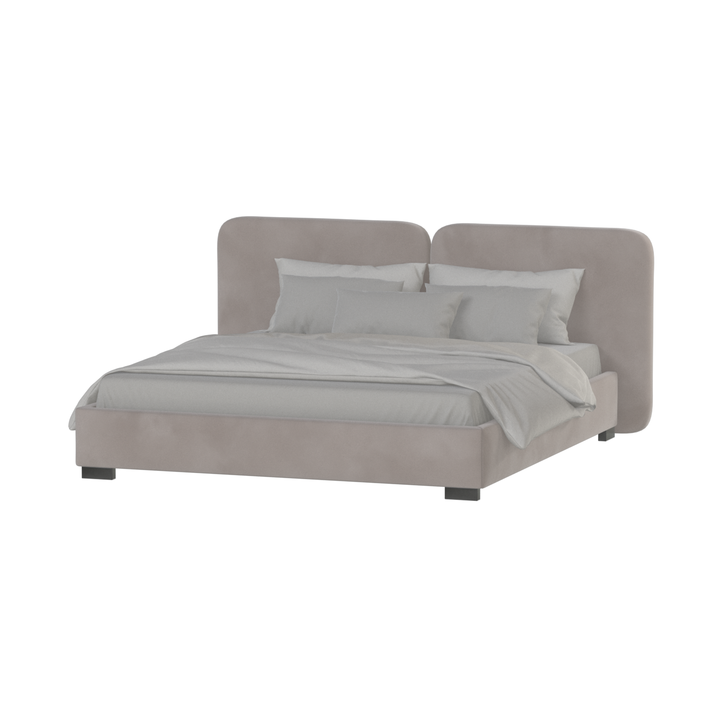 Lit double rembourré Chloé en tissu tissé doux