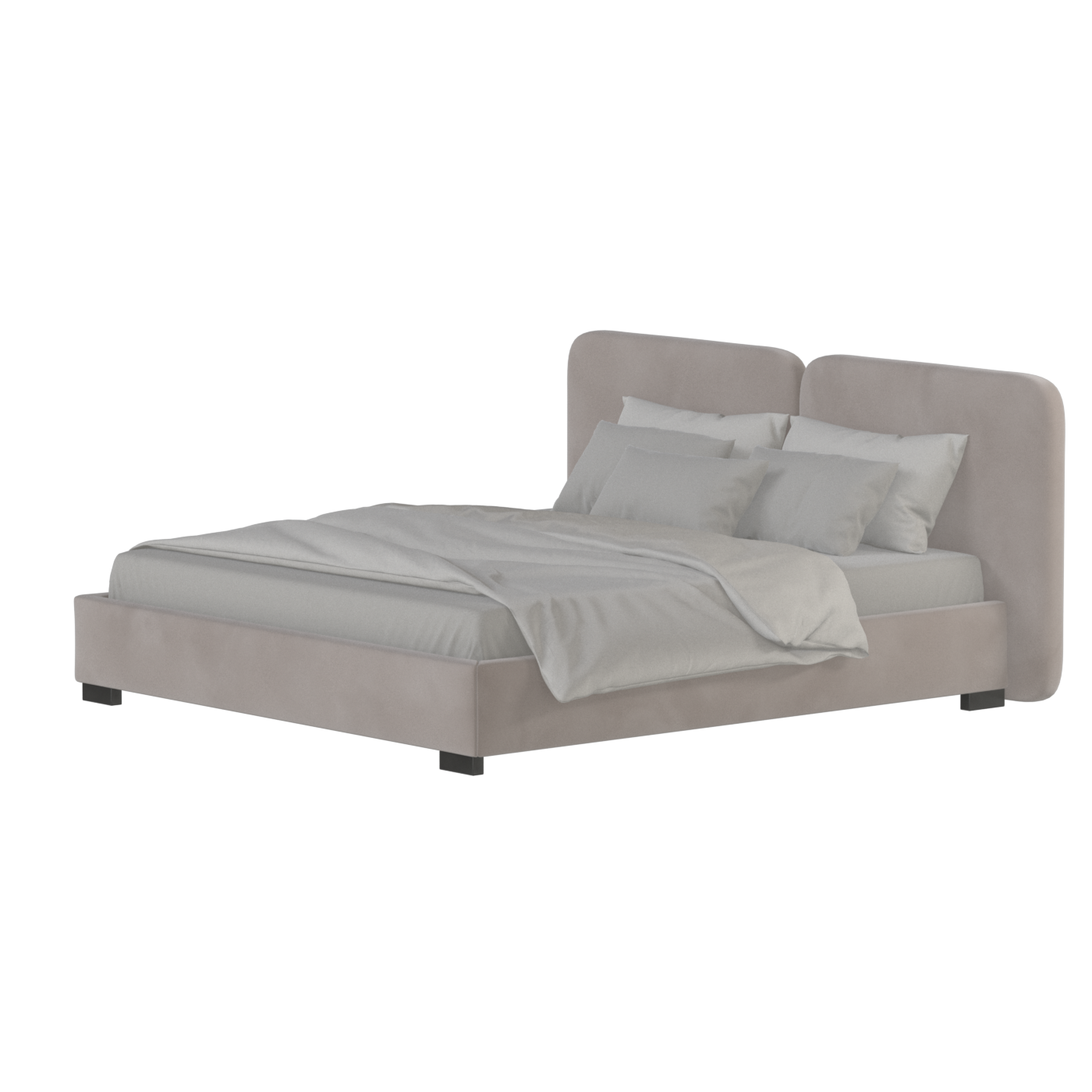 Lit double rembourré Chloé en tissu tissé doux