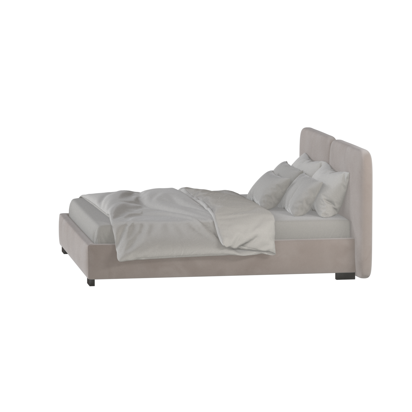 Lit double rembourré Chloé en tissu tissé doux