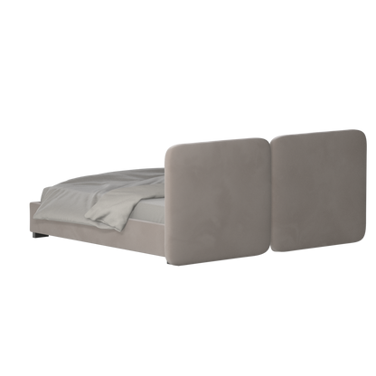 Lit double rembourré Chloé en tissu tissé doux