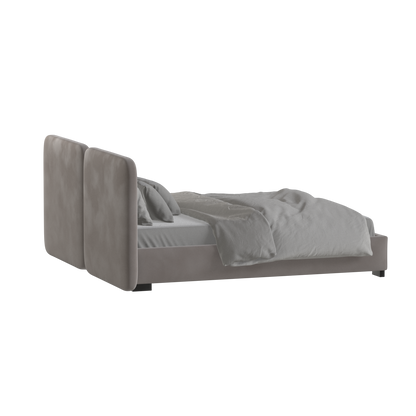 Lit double rembourré Chloé en tissu tissé doux