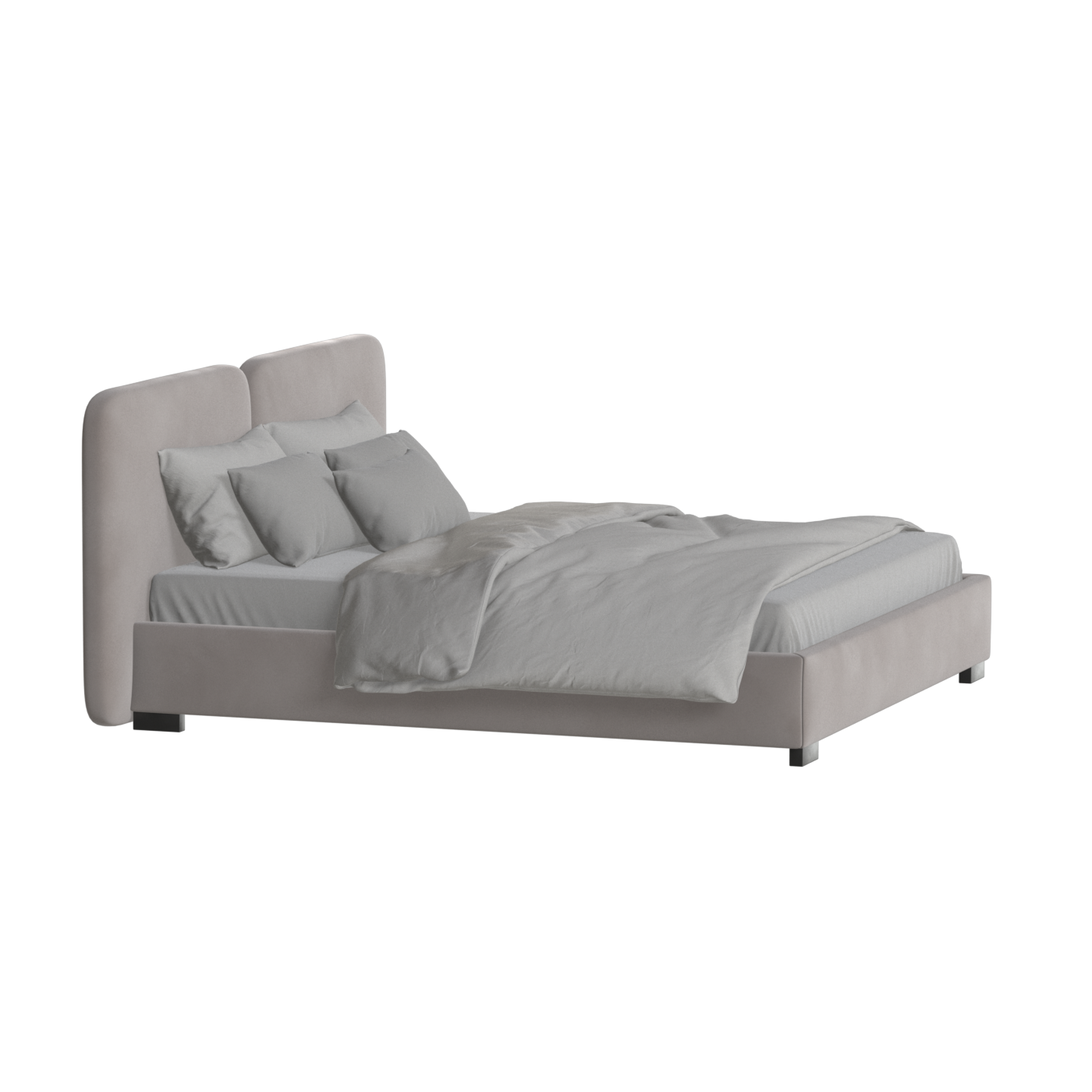 Lit double rembourré Chloé en tissu tissé doux