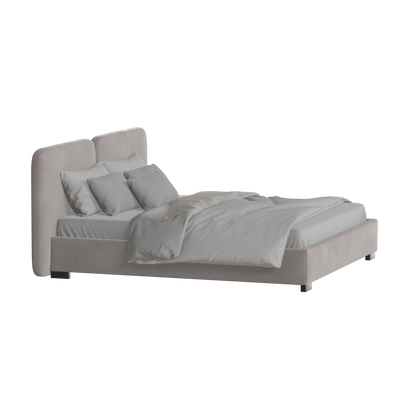 Lit double rembourré Chloé en tissu tissé doux