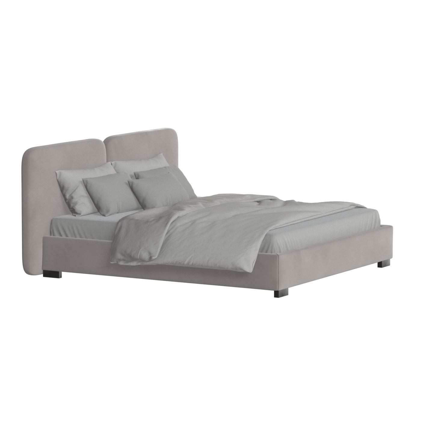 Lit double rembourré Chloé en tissu tissé doux