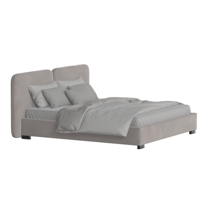 Lit double rembourré Chloé en tissu tissé doux