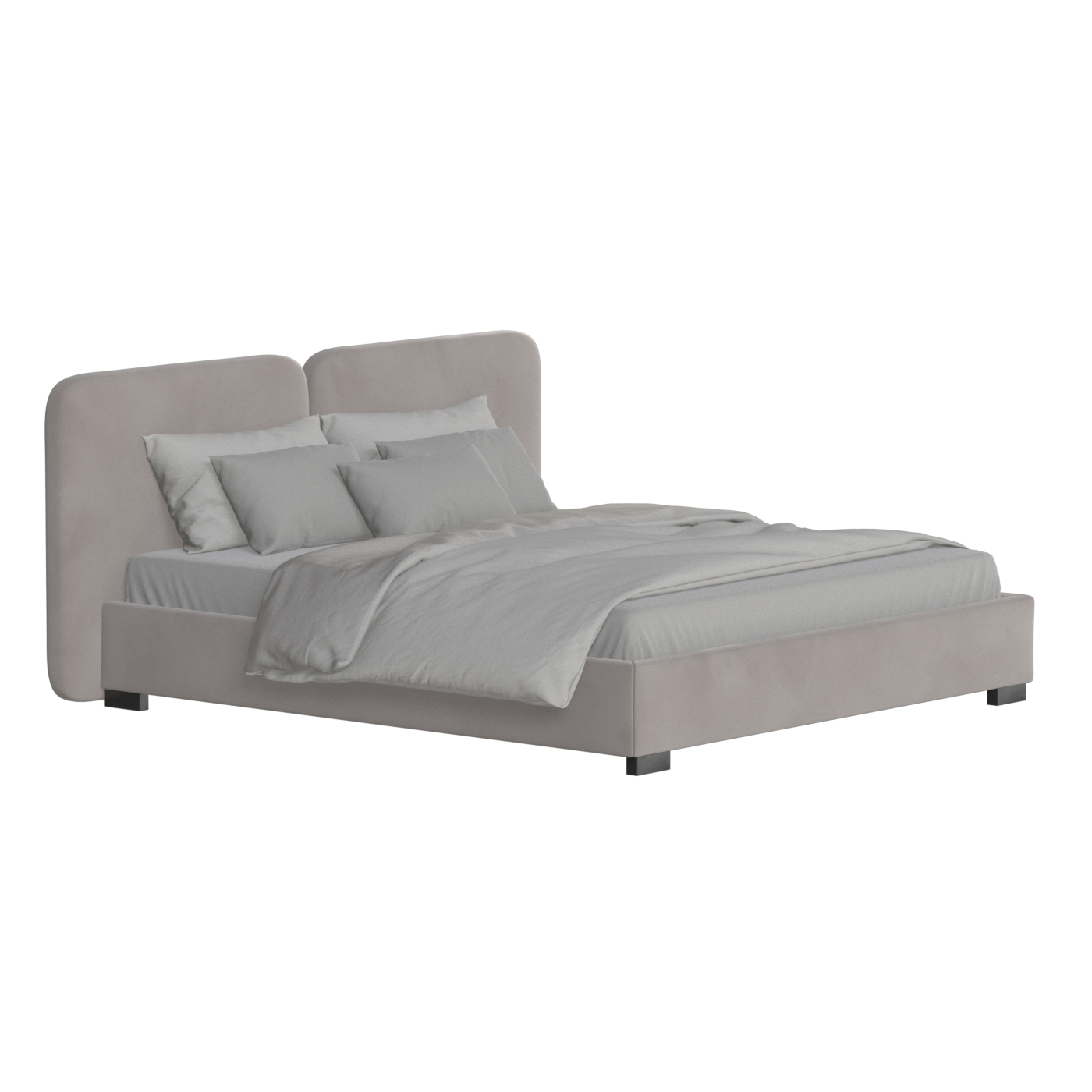 Lit double rembourré Chloé en tissu tissé doux