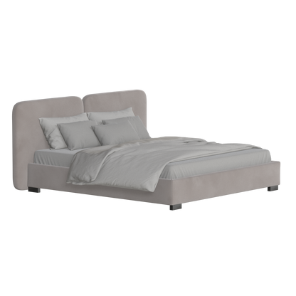 Lit double rembourré Chloé en tissu tissé doux