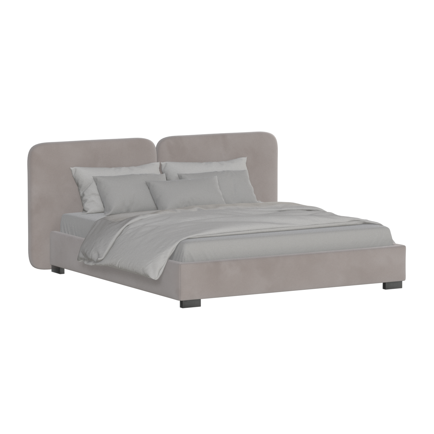 Lit double rembourré Chloé en tissu tissé doux