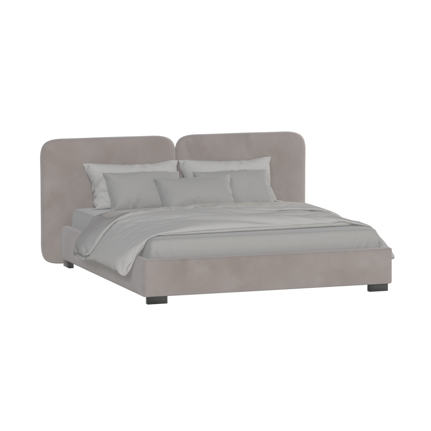 Lit double rembourré Chloé en tissu tissé doux