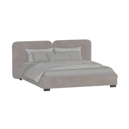 Lit double rembourré Chloé en tissu tissé doux