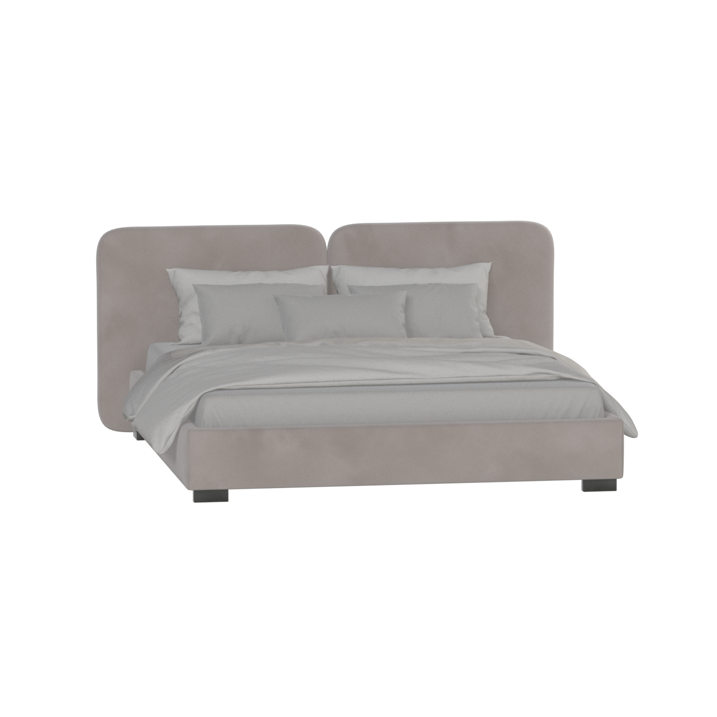 Lit double rembourré Chloé en tissu tissé doux