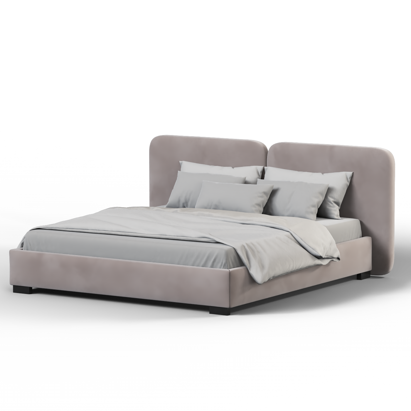 Lit double rembourré Chloé en tissu tissé doux