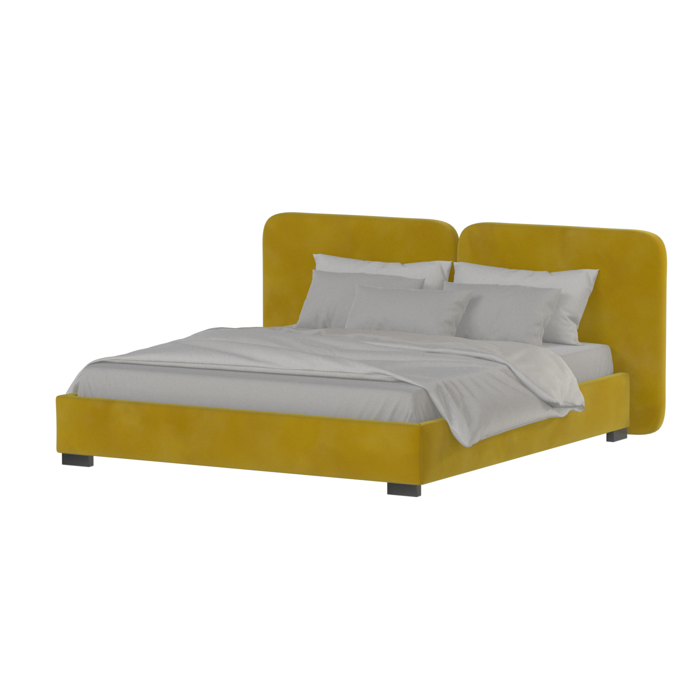 Lit double rembourré Chloé en tissu tissé doux