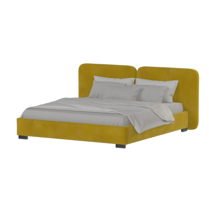 Lit double rembourré Chloé en tissu tissé doux